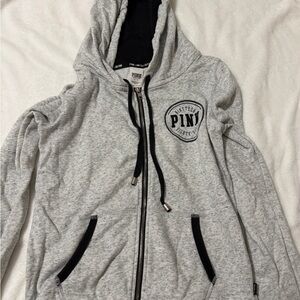 PINK Victoria's Secret Gray Hoodie with Black Details